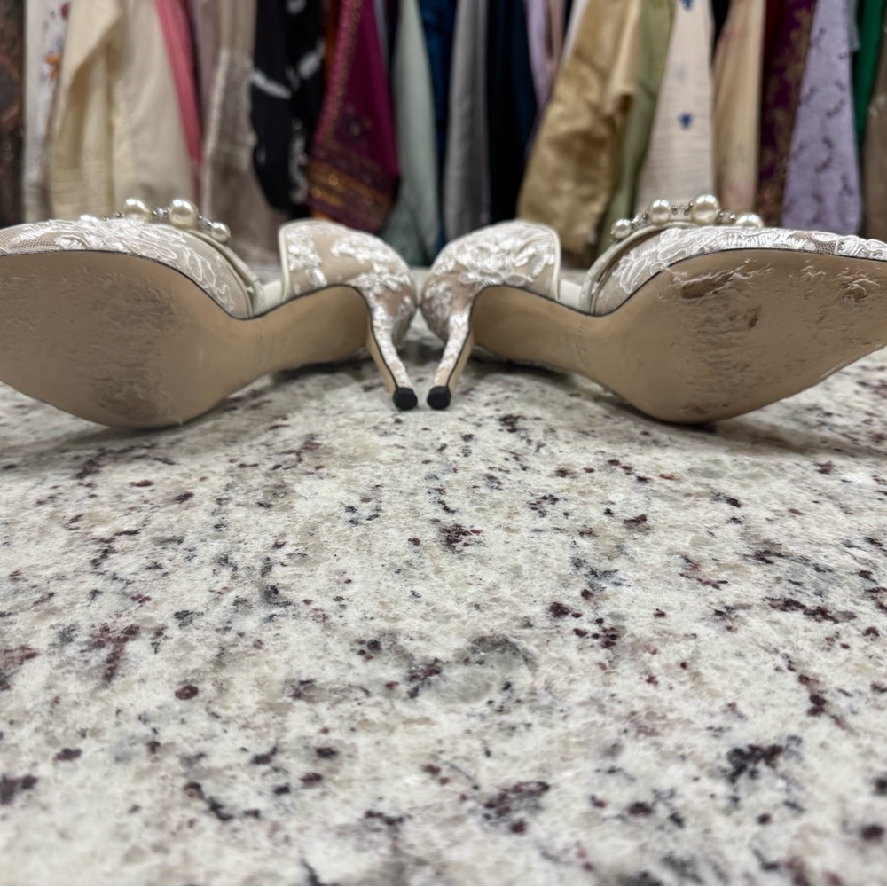 Jimmy Choo Lace Pearl Heels - Cream - Picture 3 of 3